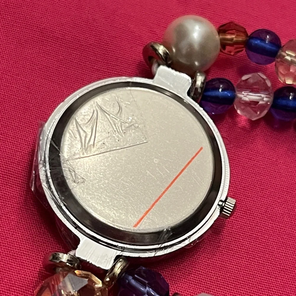 Women's Beaded Watch - Blue and Silver with Rhinestones - NWT
